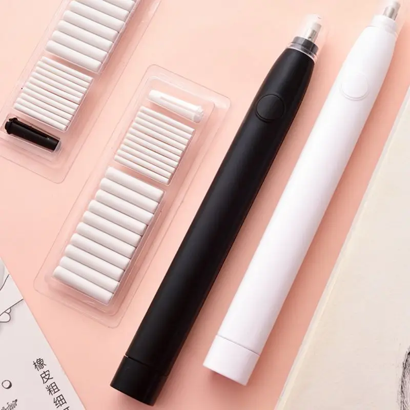 Kawaii Electric Pencil Eraser with 20pcs Refills for Kids Painting Sketch Drawing Office School Supplies Stationery Electric
