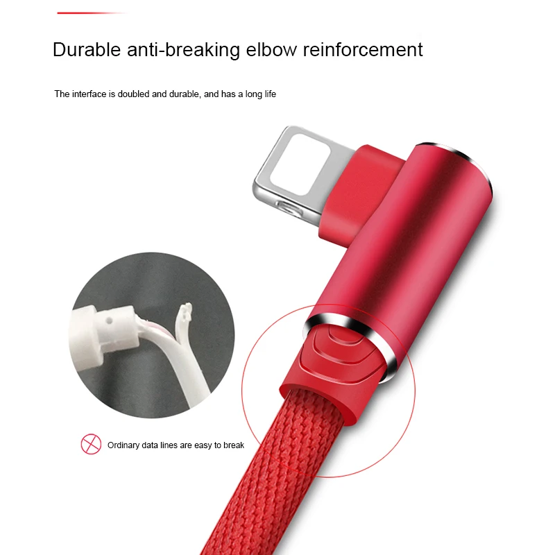 90 angle USB Data Charger Fast Cable for ios X XR XS MAX 5 5S SE 3