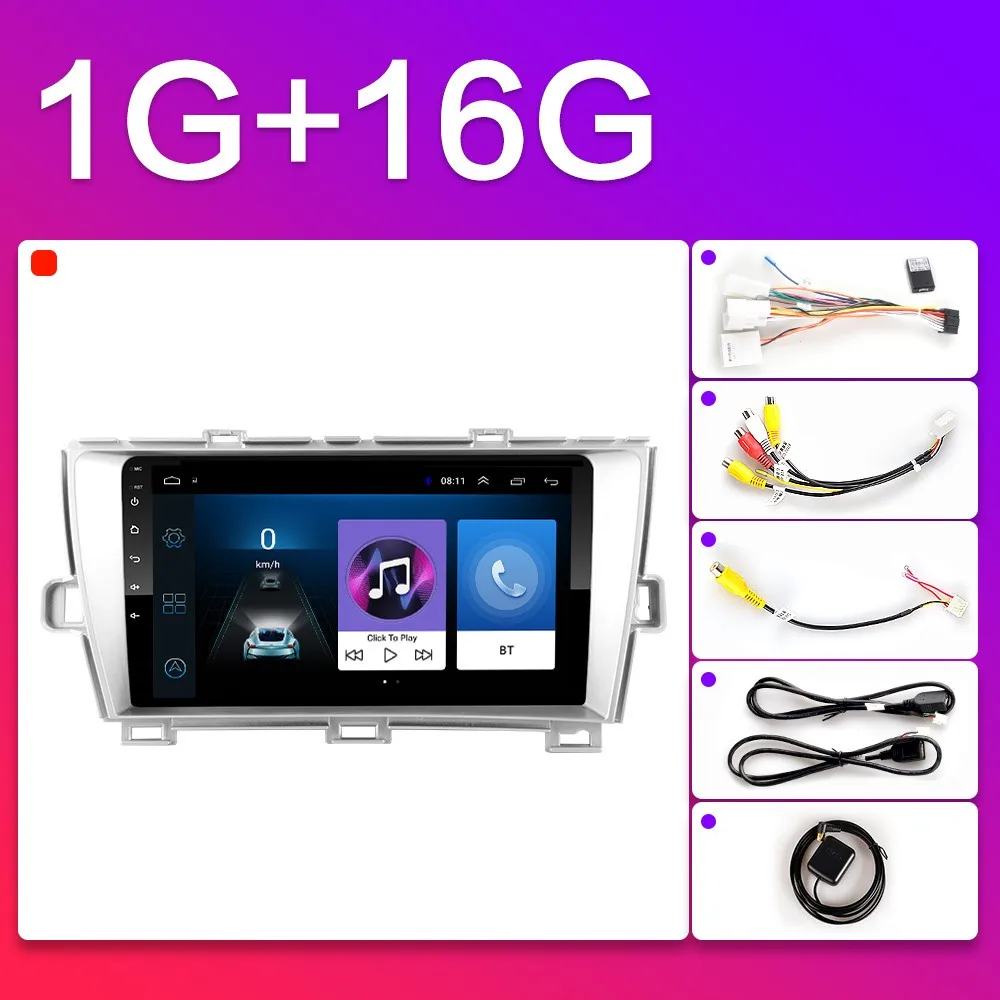 Android 8,1 GO 2din автомобильный Радио мультимедийный плеер для Toyota Prius Android 2010 2011 2012 2013 gps навигация Радио 2 DIN Автомобильный gps - Цвет: WIFI-1G-16G
