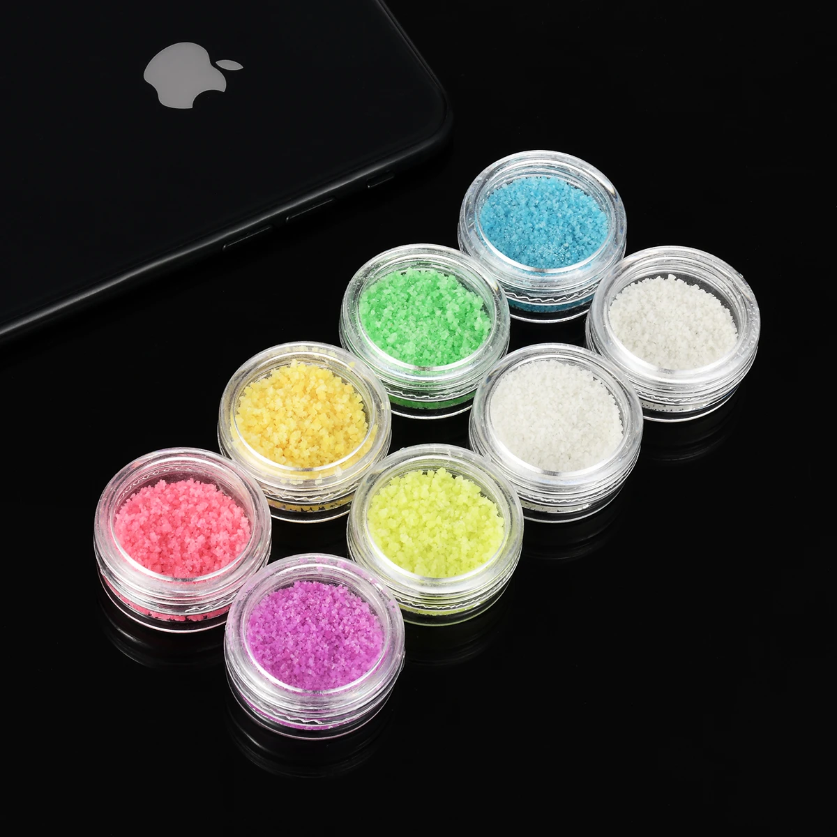 Billige 1 stück 3g Glow In Dark Nail art Glitter Pulver Fluorescent Blau Grün Weiß Farbe Nagel Steine Zubehör