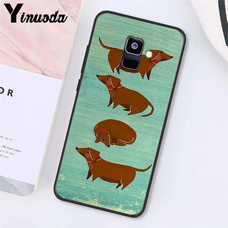 Yinuoda мультфильм Животные собаки таксы, чехол для телефона для samsung Galaxy A7 A50 A70 A20 A30 A40 A8 A6Plus A8Plus A9