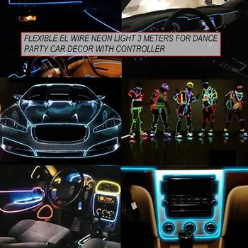 

Battery Operated Luminescent Neon 2.3mm LED Lights Glow Wire String Strip Rope EL Wire String Strip Rope Tube