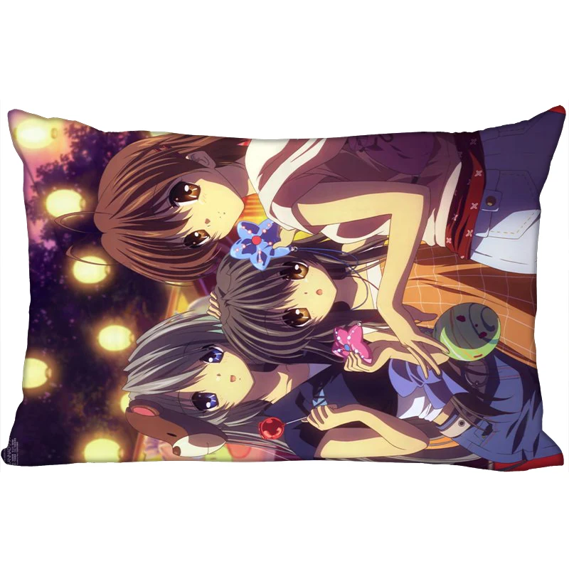Горячая CLANNAD печатных атласные Наволочки две стороны Стандартный шелк мягкий прямоугольник на молнии наволочка больше размер Пользовательский логотип - Цвет: 22