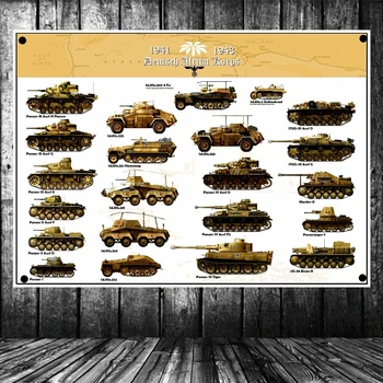 

Weapon Art Tapestry Wall Decor Military Wallpapers Flag Banner Wehrmacht Tiger Tank WW2 Poster Canvas Painting Wall Hanging B3