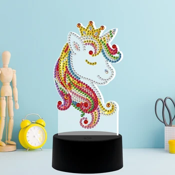 

Rhinestone DIY Diamond Painting Led Light Lamp Unicorn Special Shaped Diamond Mosaic Art Beads Kit Cross Stitch Embroidery
