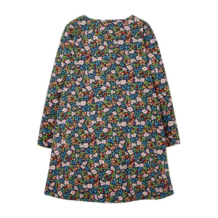 Little maven/Модная брендовая осенняя одежда для маленьких девочек; хлопковые платья для маленьких девочек с аппликацией в виде животных; S0507