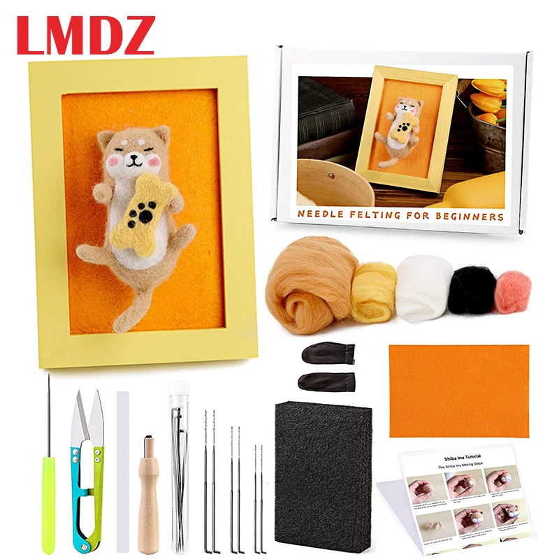 

LMDZ Needle Felting Starter Kit, Needle Felting Animal Kits with Photo Frame and Instructions, Wool Roving Tools Set