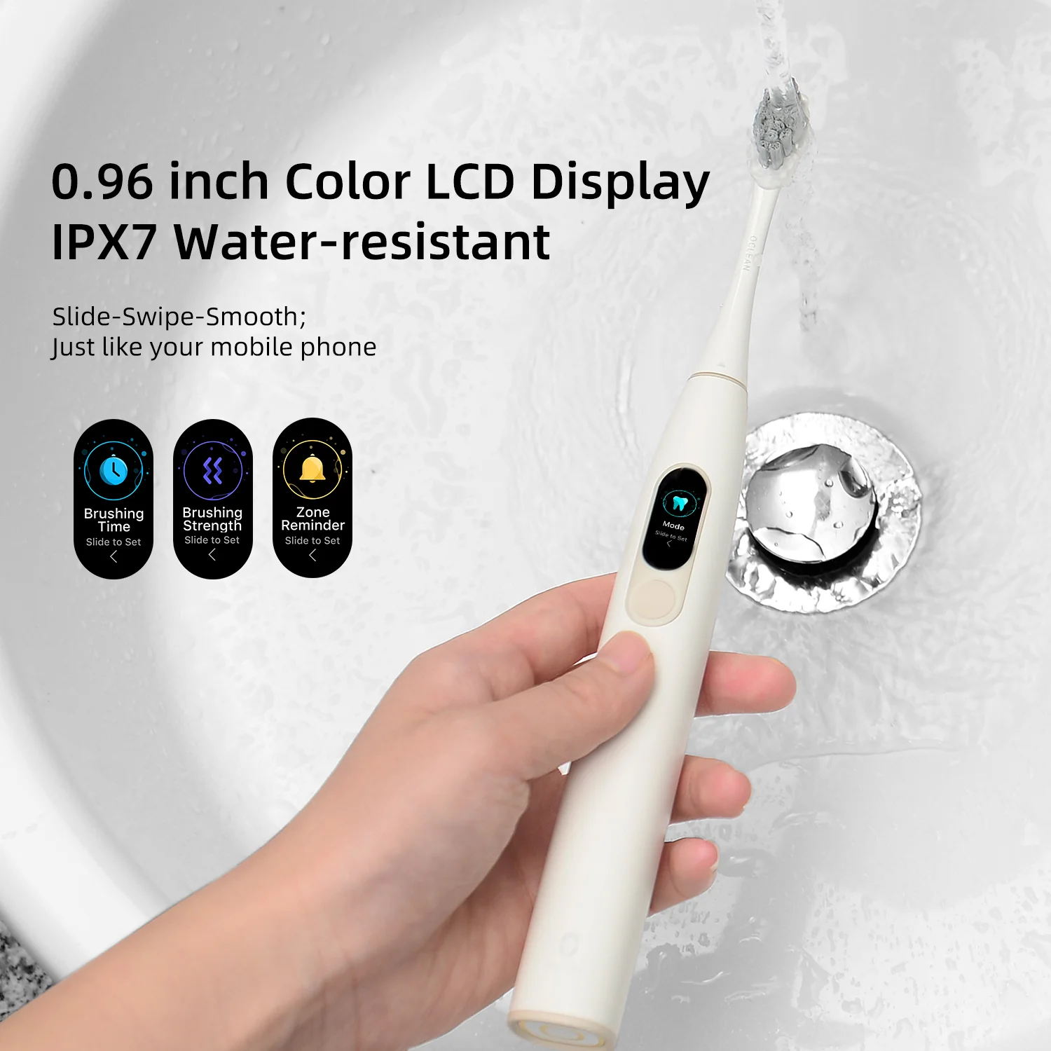 Oclean X Sonic Toothbrush water resistant bluetooth smart LED display Oclean X Sonic Toothbrush water resistant bluetooth smart LED display