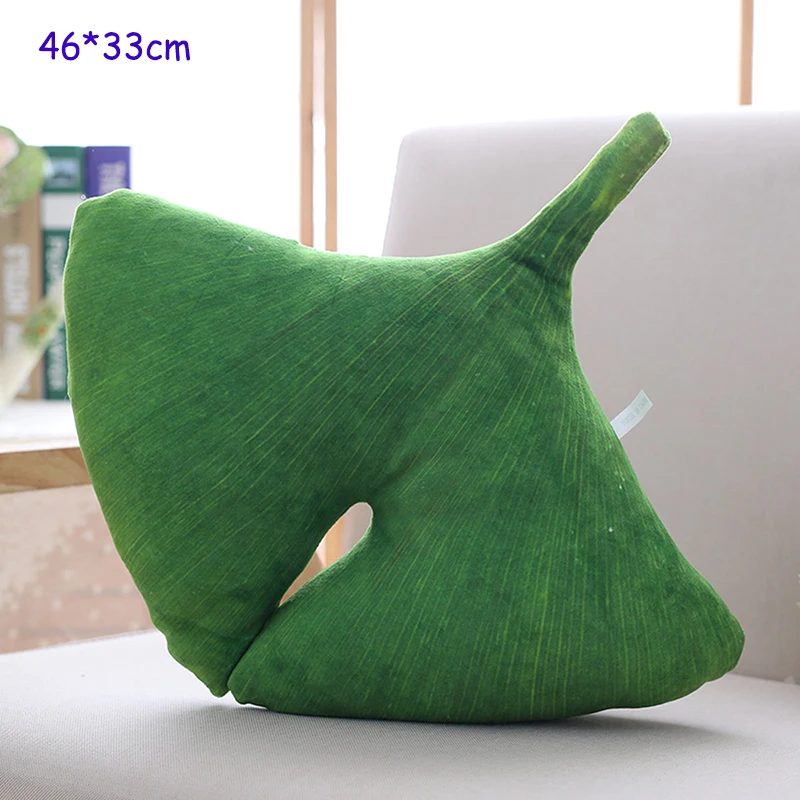 green ginkgo Высокое качество 3D моделирование растения листья плюшевая подушка мягкая домашняя зеленое растение украшение мягкие сани подушки или офисный ворс - Цвет: green ginkgo