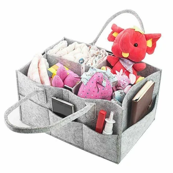

Baby Diaper Organizer Caddy Felt Changing Nappy Kids Storage Carrier Bag Grey