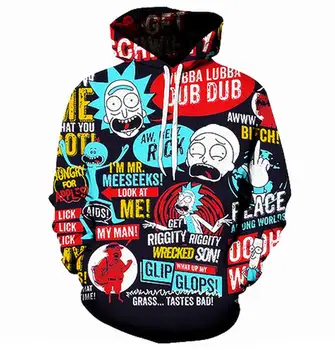 

New 2019 Funny Hoodies Men Women Fashion Sweatshirt 3D Anime Rick and Morty Men Hoodie Pullover Streetwear Hoody Tracksuits Tops