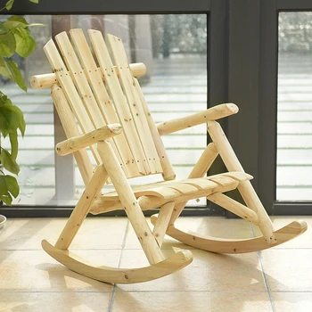 

GIANTEX Wood Single Porch Rocker Lounge Patio Rocking Chair Outdoor Chair Patio Furniture OP3890