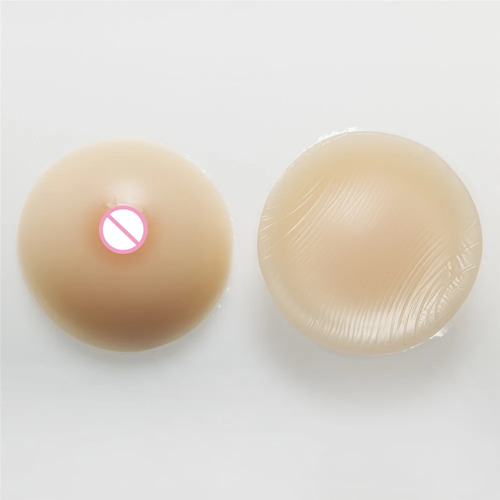 1000g/pair Round Beige Silicone Boobs+Sexy Pink Transparent Lace Pocket Bra) Shemale Artificial Breast With Bra Set