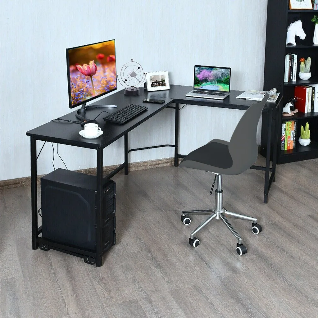 

Cheap Home Office Corner Desk Desktop Computer Table Steel Wood Study Office Desk Workstation 125x48x73cm компеѬнй сол E3