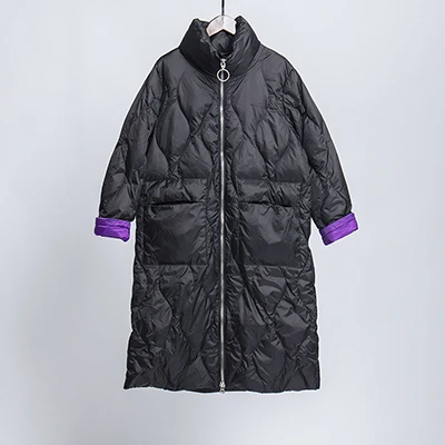Зимнее пальто женское белое пуховое длинное пуховое пальто плюс размер парка - Цвет: Black