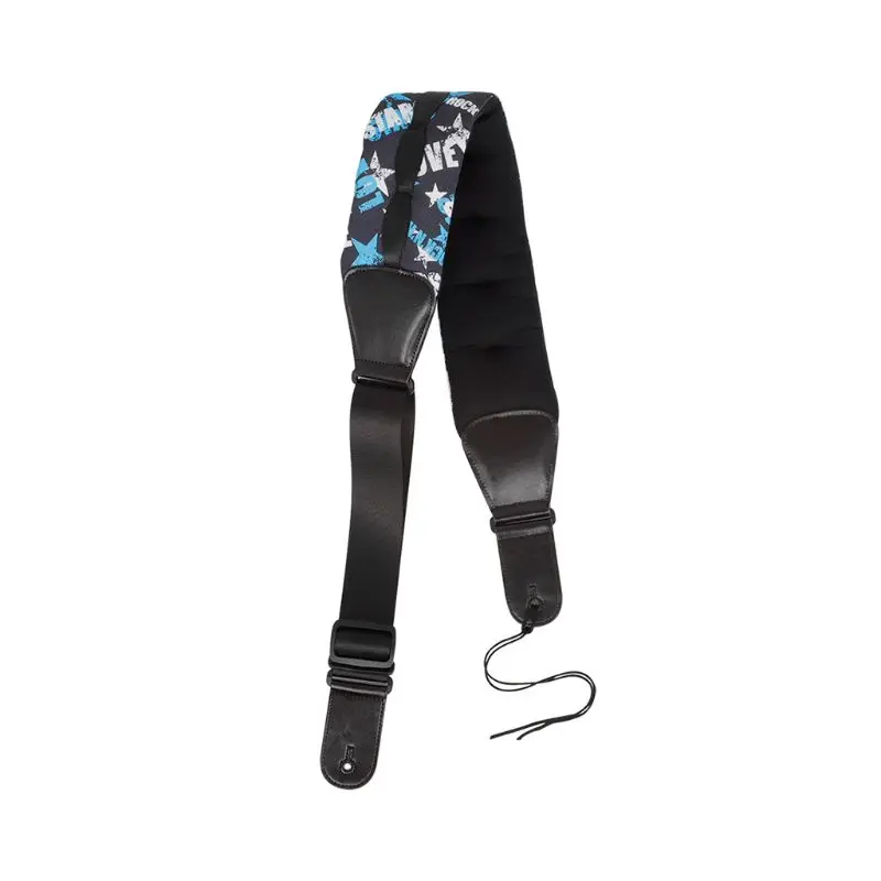 

Guitar Bass Plus Cotton Thickened Blue White Star Decompression Strap