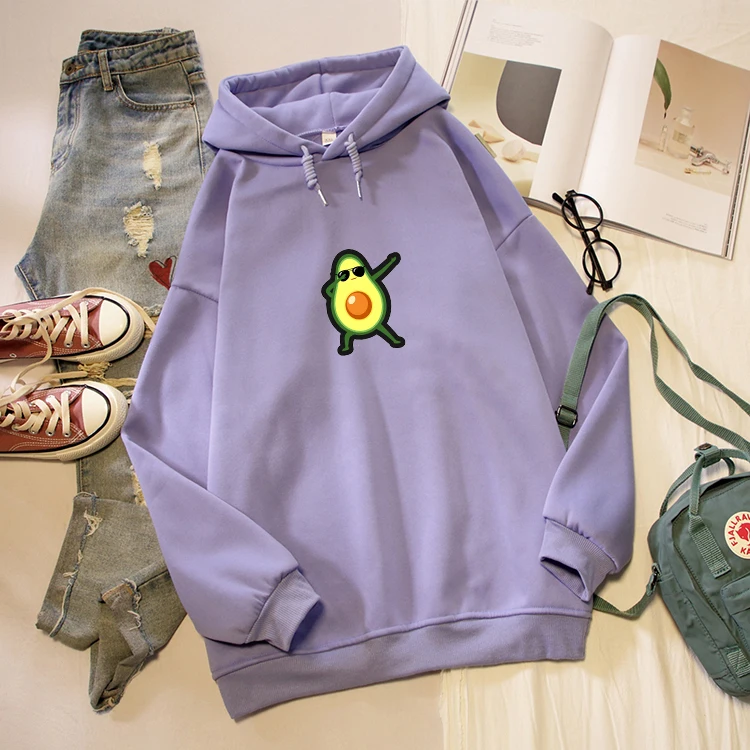 

Avocado Graphics Print Kawaii Harajuku Sweatshirt Winter Streetwear Kpop Oversized Hooded Jacket Cute Tops Women Fashion Casual