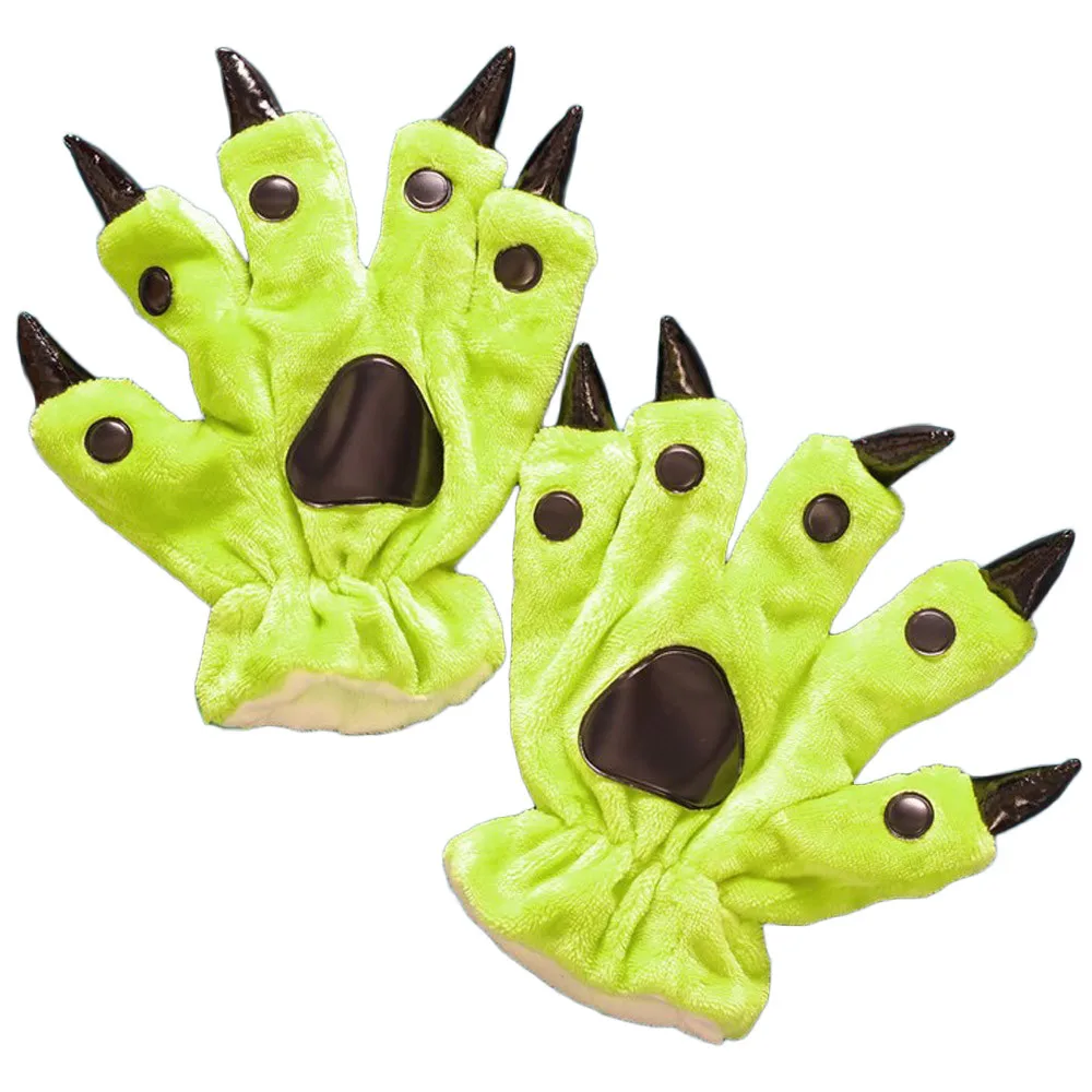 Kigurumi Animal Gloves Men Women Soft Flannel Glove Paw Dinosaur Bear Finger Claw Cute Fluffy Halloween Party Performance Mitten cosplay gloves furry gloves cartoon gloves