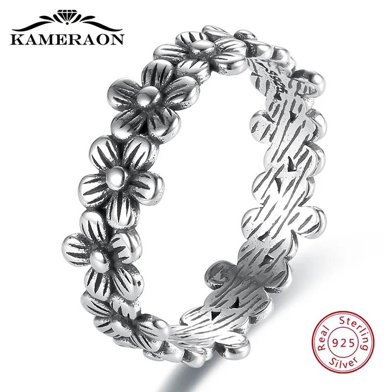 Daisies-Ring Jewelry Boho-Accessories Flower 925-Silver Minimalism Real-Sterling-Silver