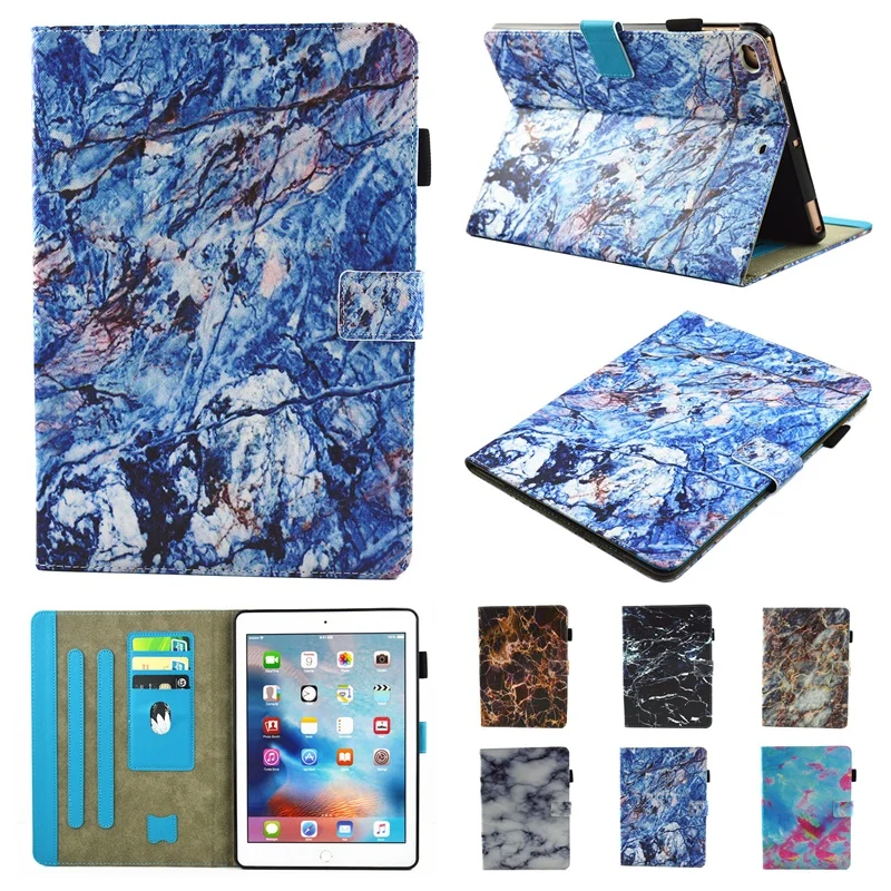 Чехол для iPad Air 1 Air 2 5th 6 Чехол для нового iPad 9,7 дюймов крышка смарт кожаный мраморный окрашенный слот для карт планшеты чехол