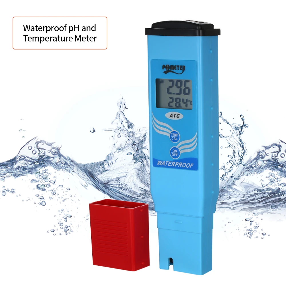 Waterproof pH and Temperature Meter Dual Display Portable pH Meter Water pH Meter Auto Calibration ATC Tester Water Quality