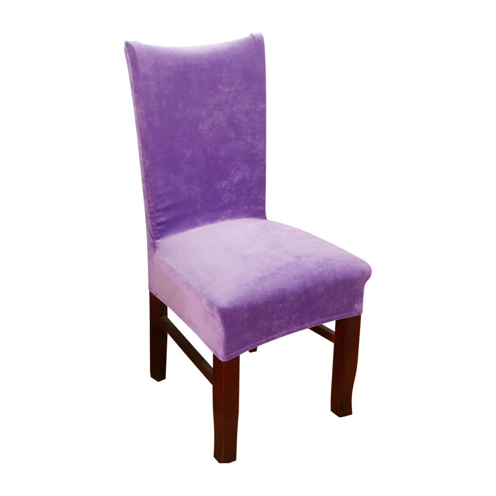 purple Чехол для обеденного стула из спандекса и бархата, пылезащитный стрейч-чехол для свадебного банкета, отеля, домашнего декора, чехол funda para silla - Цвет: purple