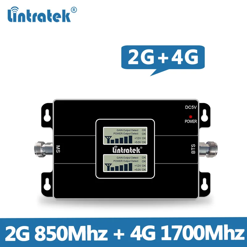Lintratek CDMA 850 МГц повторитель 4G 1700 МГц двухдиапазонный усилитель сигнала GSM 2G 3g 4G LTE Repetidor de sinal de celular 850 1700 МГц