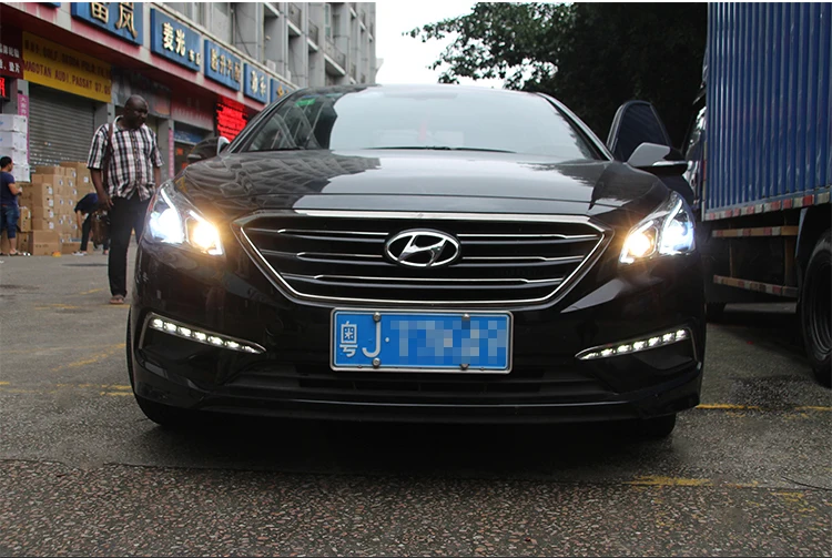 Автомобильные стильные фары для hyundai Sonata9 Sonata 9 фары светодиодный ходовые огни биксеноновые фары Противотуманные фары с ангельскими глазками