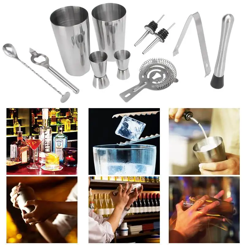 

Durable 450ml 600ml 800ml Stainless Steel Cocktail Shaker Mixer Drink Bartender Browser Kit Bars Set Tools Bartender Tool