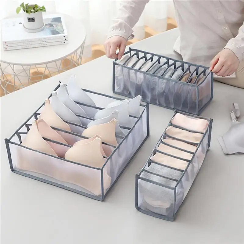 

1pc Dormitory Closet Organizer 7/10 Grids For Socks Home Separated Underwear Storage Box Bra Organizer Foldable Drawer Organizer