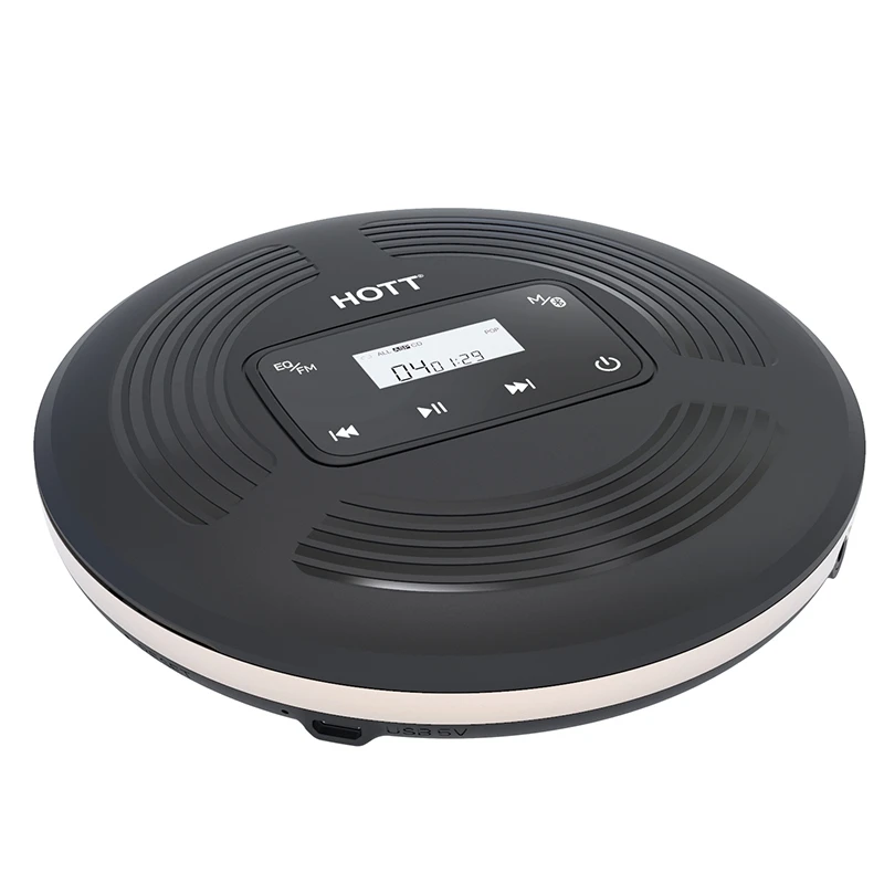 Портативный CD-проигрыватель HOTT CD903TF Bluetooth BT 5 0 функция FM-передатчика с ЖК-дисплеем