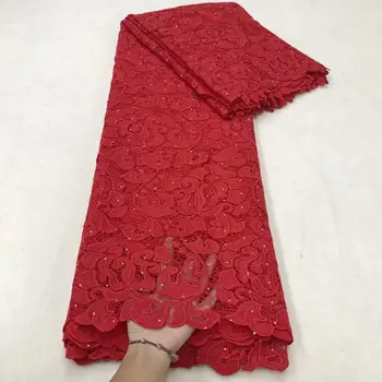 

African Pure red Guipure Lace Fabric High Quality Nigerian Cord Lace Fabric France Water Soluble Lace For Wedding Dess YUAN99