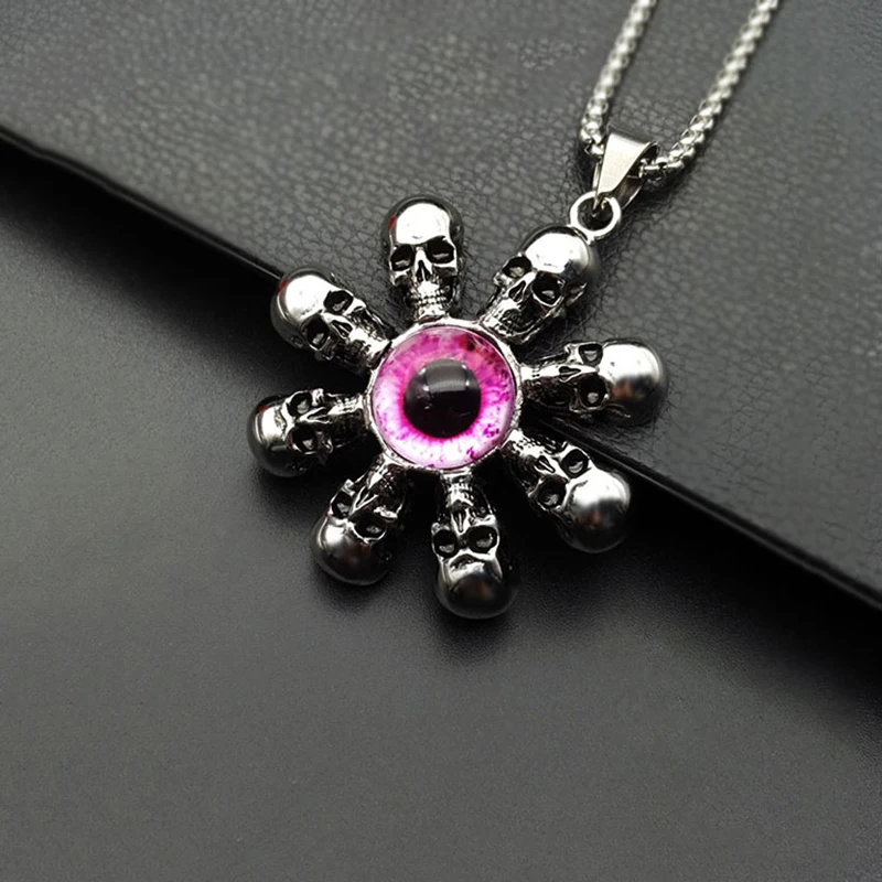 Панк Череп ожерелье из нержавеющей стали кулон готический хип-хоп ювелирные