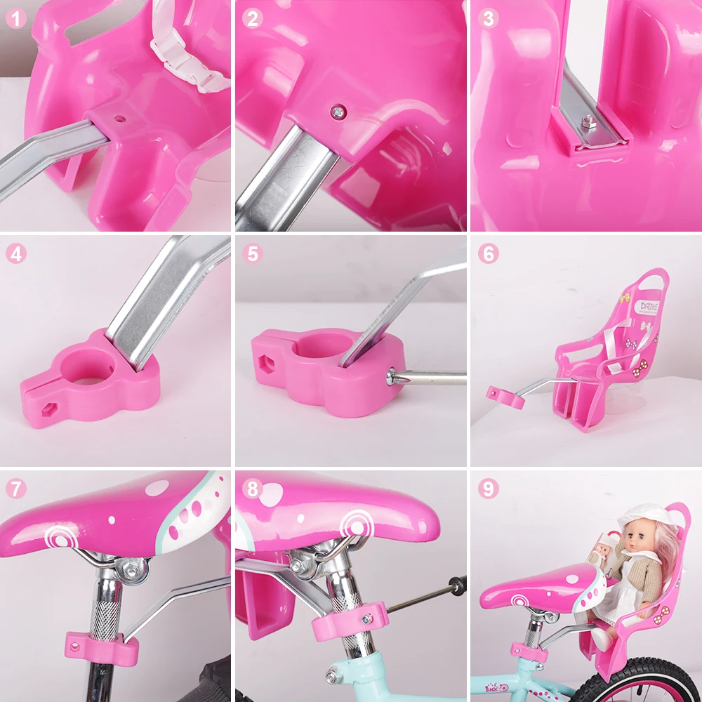 Bicycle Saddle HILAND Kids Bike Seat Post Doll Seat with Holder for Kid Bike with Decorate Yourself Stickers Baby Bicycle Baby Doll