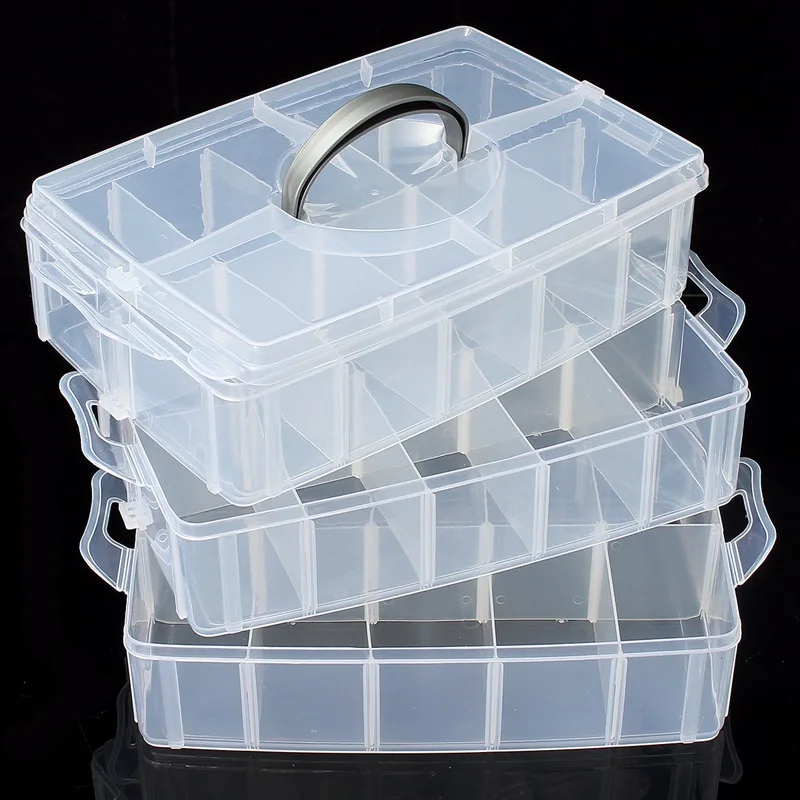 3 слоя 18-30 сетки для ювелирных работ бусины коробка пластиковый ящик для хранения коробка отсек прозрачный органайзер для хранения инструмент