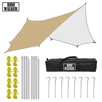 야외 캠핑 대형 타프 스크린 텐트, 폴대 포함, 팔각형 차양, 방수 캐노피, 태양 쉼터, 피크닉, 5.1x5.1m