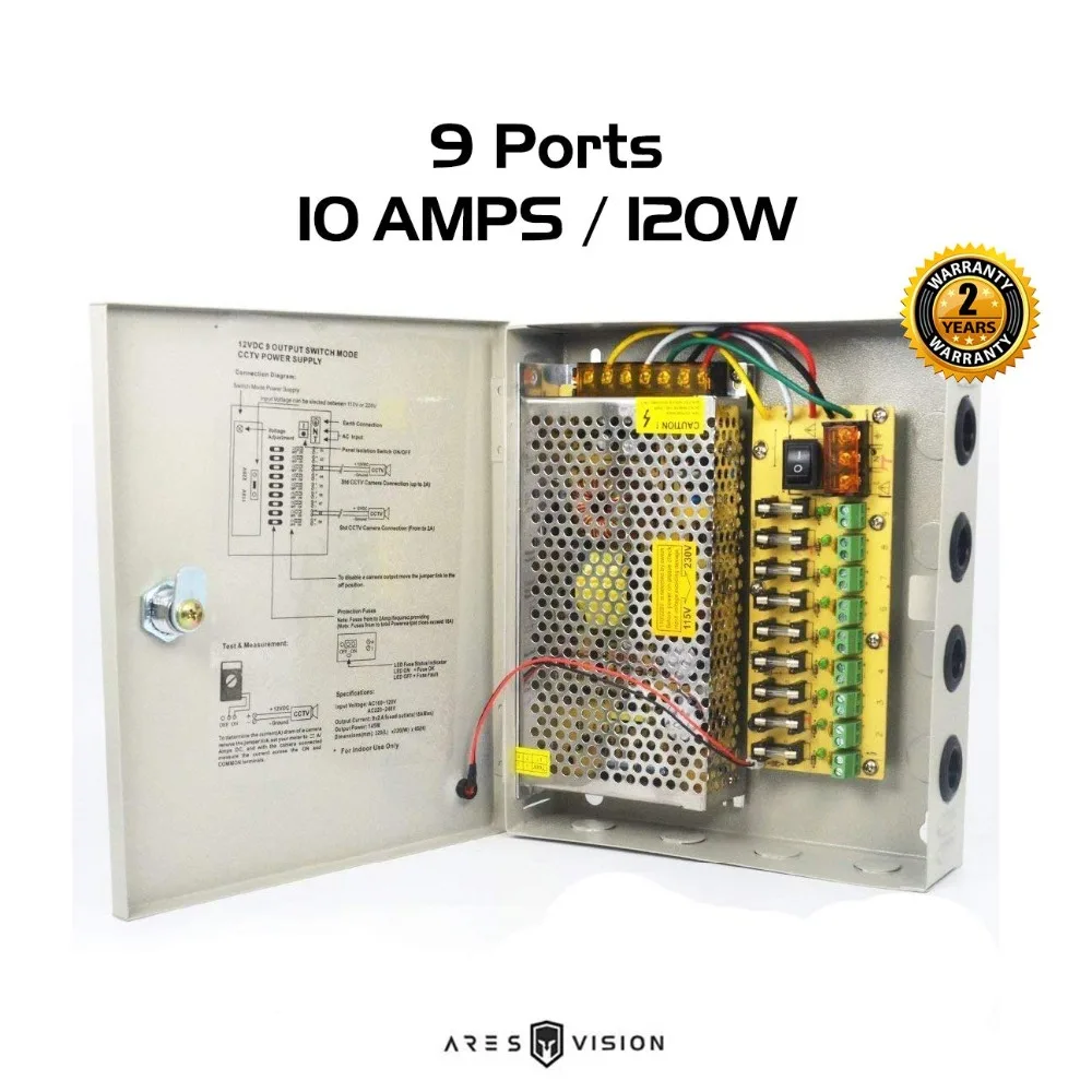 CCTV/светодиодный блок питания 12v DC(4 порта 5AMP)/(9 портов 10AMP)/(18 портов 20AMP
