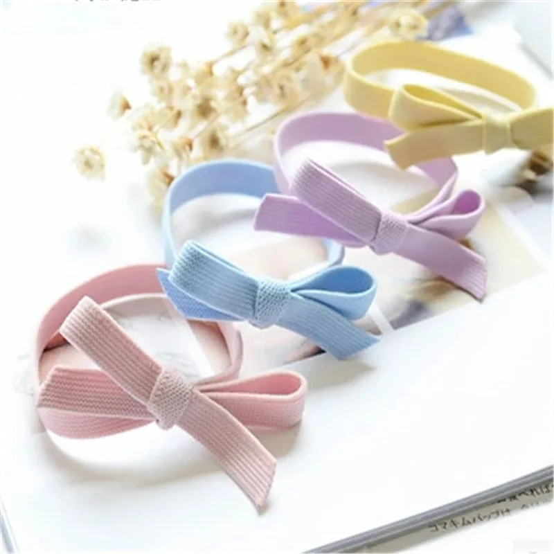 Solid Bow Knot Hair Bands Hot Sale Colorful Lowest Price For Beautifully Women Girl Elastic Ties Band Rope wholesale | Красота и