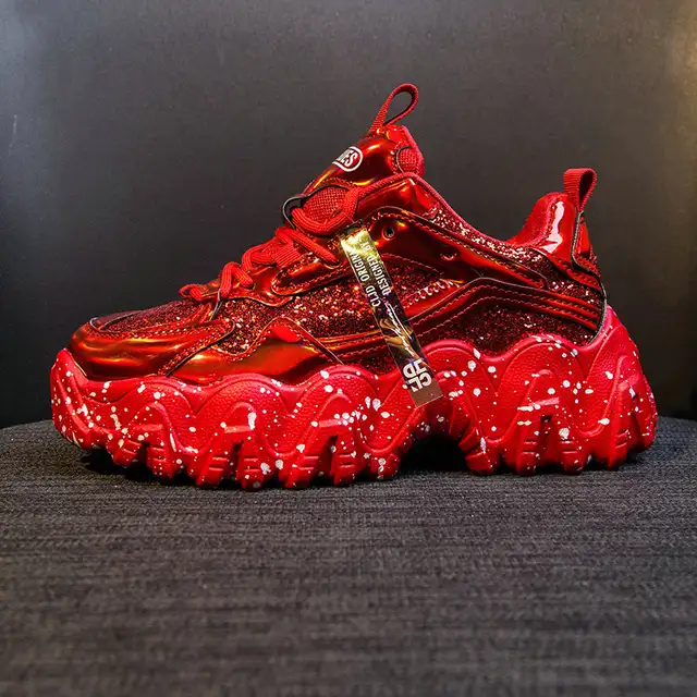 womens red platform sneakers