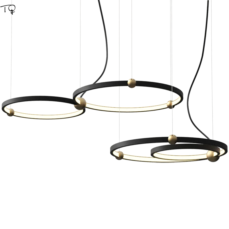 Günstige Einfache Moderne Kunst Kreis Metall Ring Anhänger Lichter Minimalist Nordic Led Hängen Lampe Esszimmer Restaurant Wohnzimmer Speichert