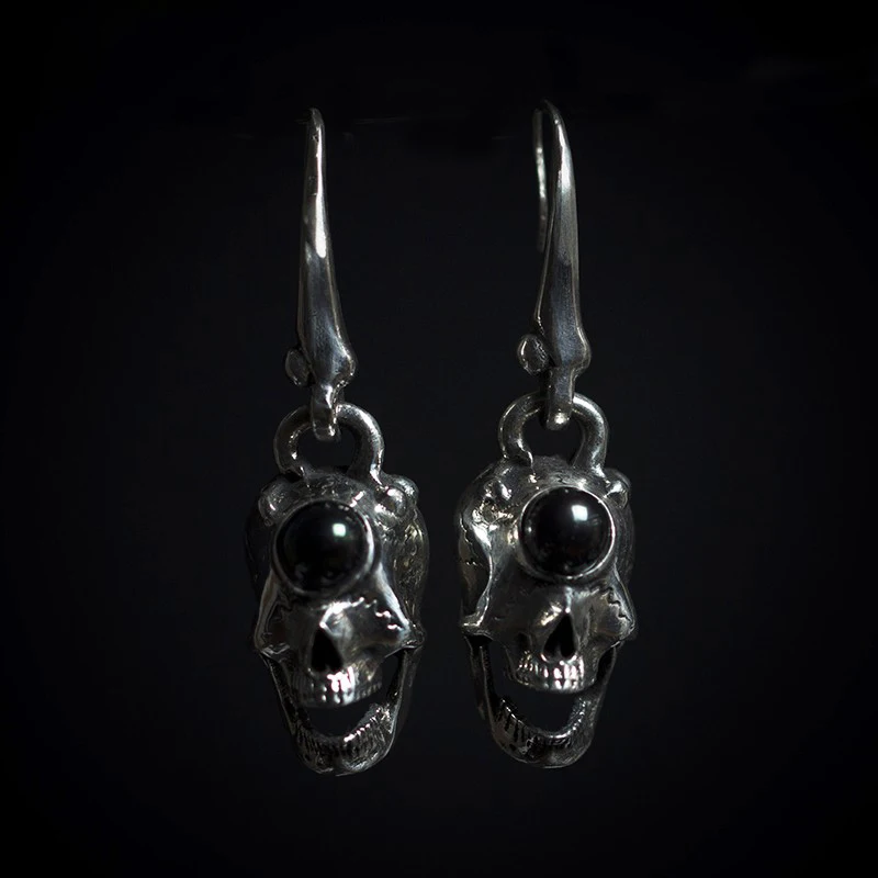 

Original Design 925 Silver Enamel Earrings Personalized Pearl Skull Women Earrings