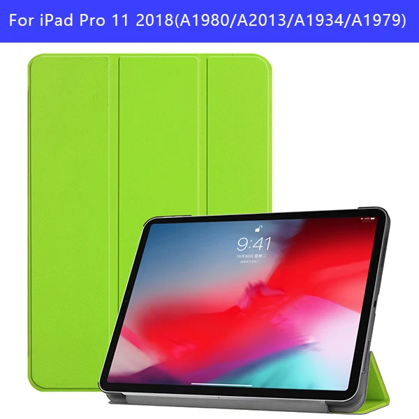 IPADPRO11 KST GN Чехол для планшета для ipad pro 11, однотонный чехол из ТПУ, чехол для нового ipad pro 11 с держателем для карандашей, Смарт, трехслойная подставка - Цвет: IPADPRO11 KST GN