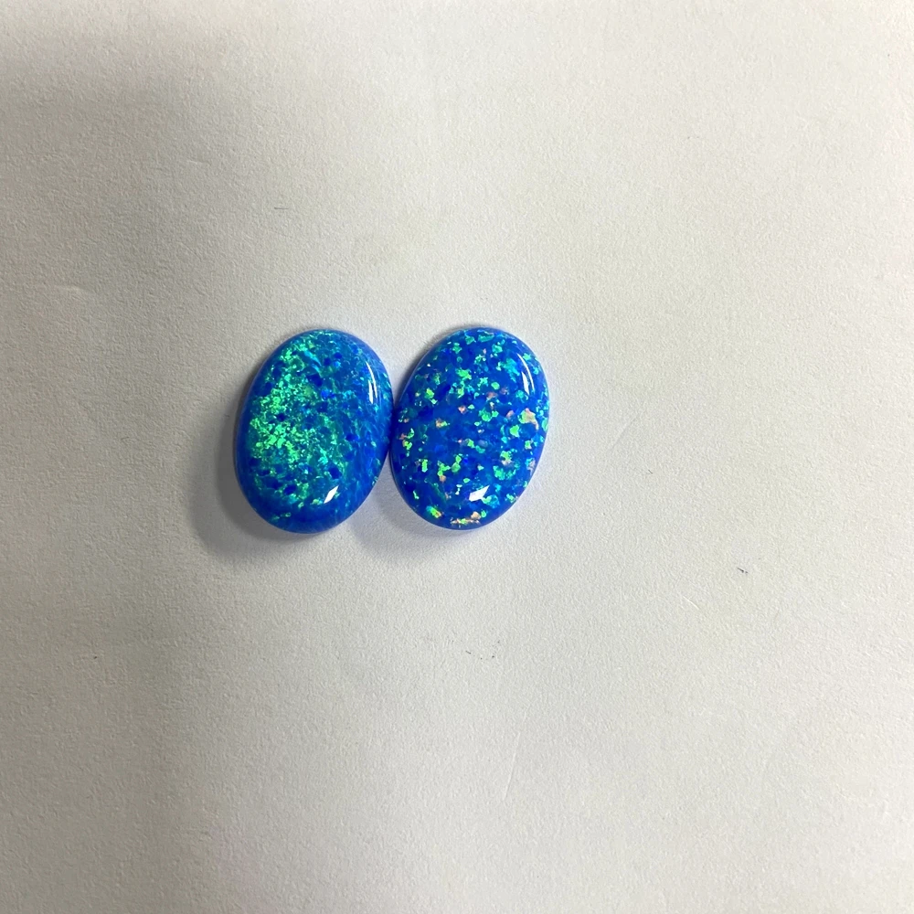 Lab Created Opal gemstone OP05 Oval 18x13mm Dark Blue fire Opal flatback cabochon beads stone for ring making