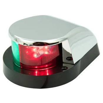 

12V Boat LED Navigation Lamp Bi Color Marine Bow Light Red Green 304 Stainless Steel Lampshade Black Plastic Base
