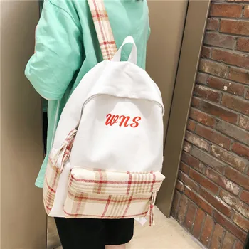 

Women's backpack fashion schoolbag 2020 Spring Department College style leisure backpack student canvas Plaid Backpack