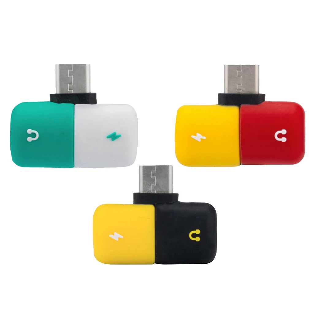 3 Pieces Capsule 2 In 1 USB C Headphone Audio & Charger Adapter Splitter