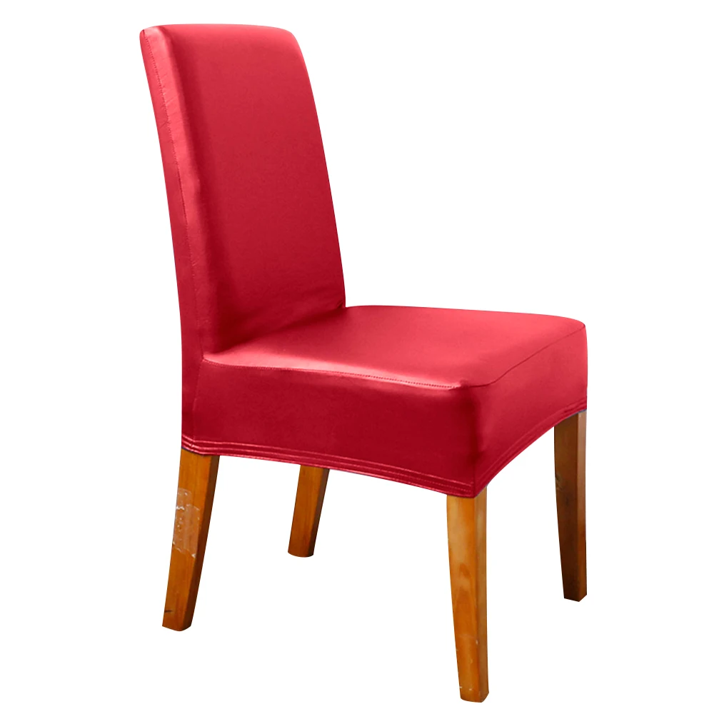 Защитные чехлы на стулья из спандекса, эластичные чехлы на стулья, водонепроницаемые чехлы на стулья, чехлы на стулья для кухни из искусственной кожи - Цвет: Красный