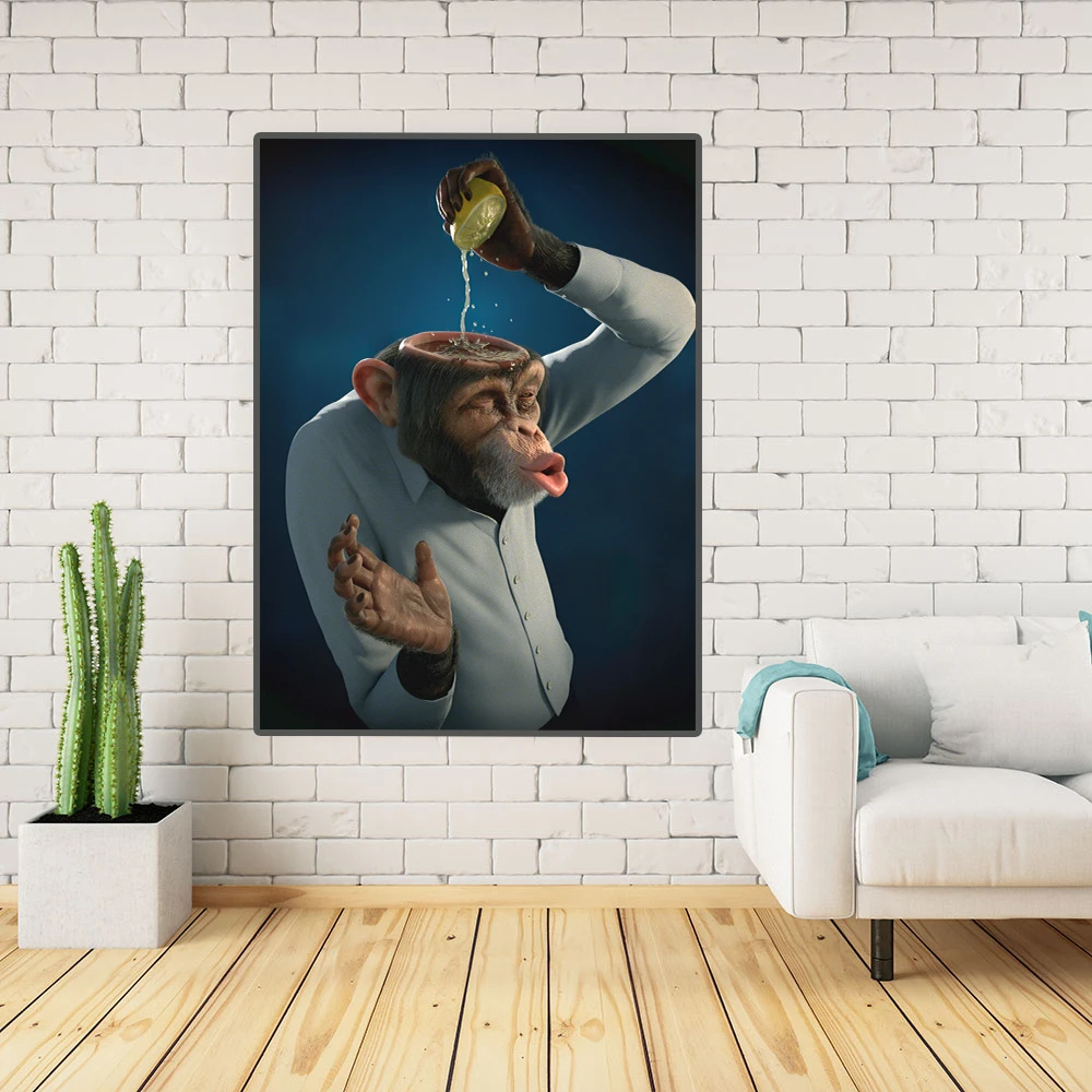 

Abstract Modern Smart Monkey Large Posters Wall Art Pictures Print Canvas Painting Home Wall Decoration for Living Room Decor