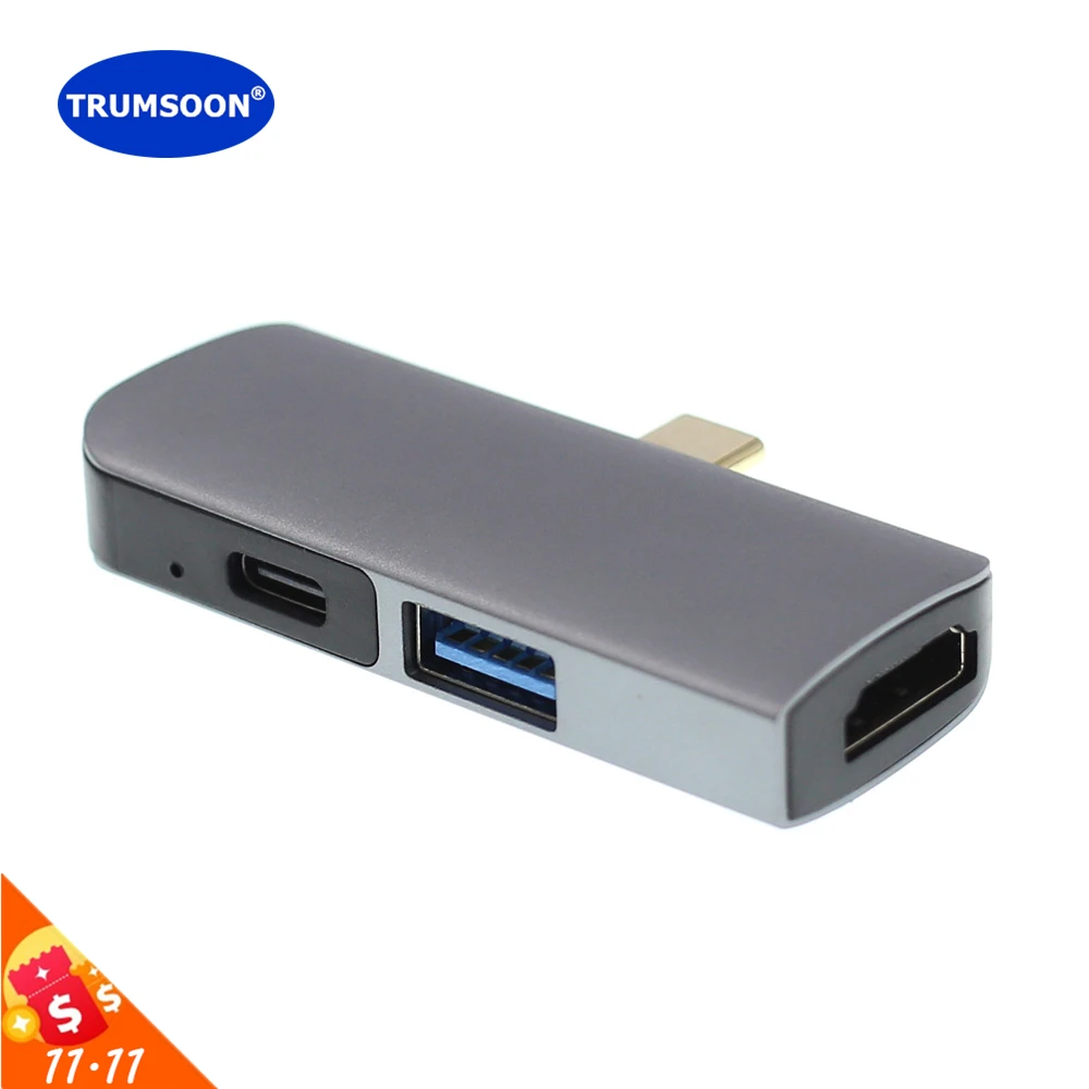 

TRUMSOON Type C to HDMI USB 3.0 USB-C Aux Adapter for Macbook iPad Pro Xiaomi Airbook Samsung S9 Dex Huawei P20 Projector TV
