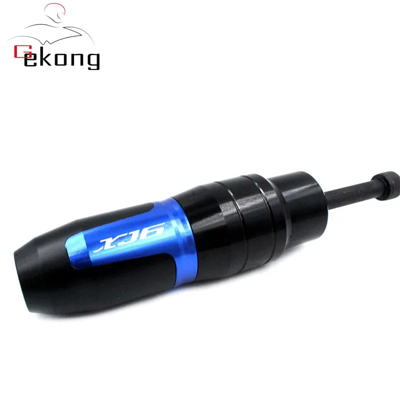 For YAMAHA XJ6 XJ-6 DIVERSION Motorcycle Accessories CNC Frame Crash Pads Exhaust Sliders Crash Protector With logo - Цвет: 1 pcs of Blue